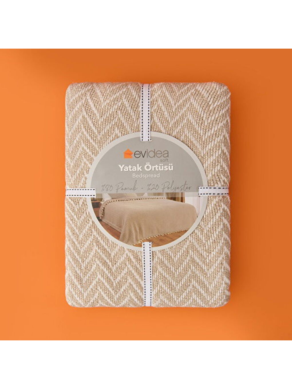 Soft Wicker Çift Kişilik Yatak Örtüsü - Bej - 200x230 cm-4