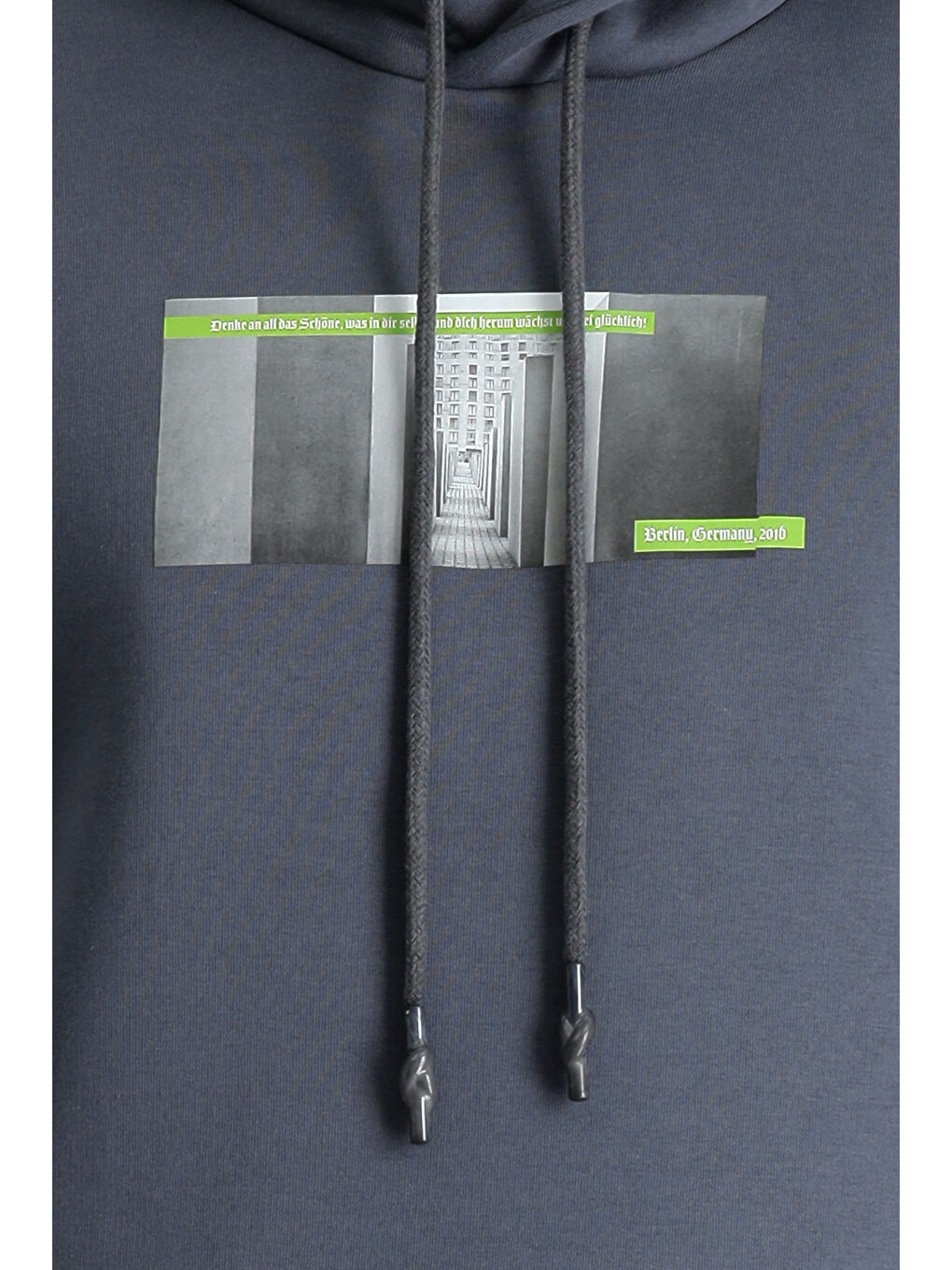 Antrasit Kapüşonlu İçi Polarlı Baskılı Pamuklu Sweatshirt-5