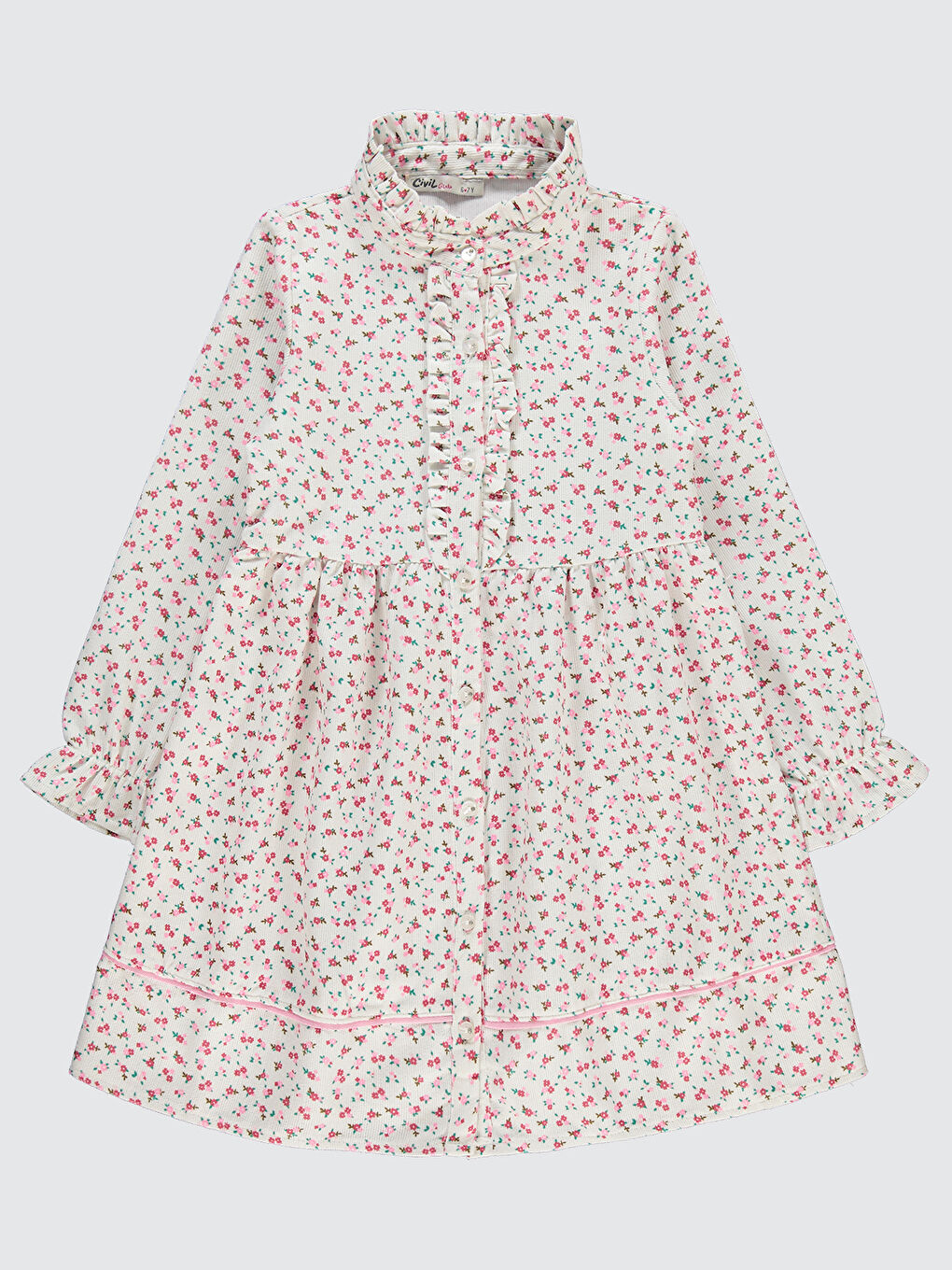 Kız Çocuk Elbise 6-9 Yaş Ekru