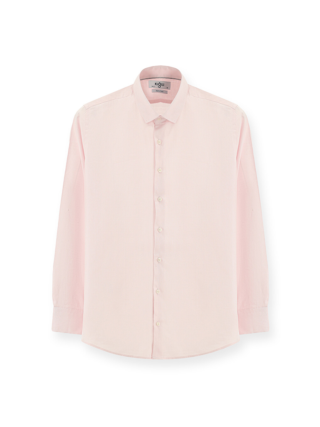 Pembe Uzun Kol Slim Fit Dar Kesim Desenli Pamuk Klasik Gömlek-5