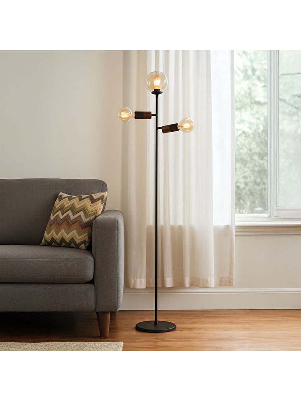 Lighting Coir Lambader - Siyah / Kahverengi - 150 cm