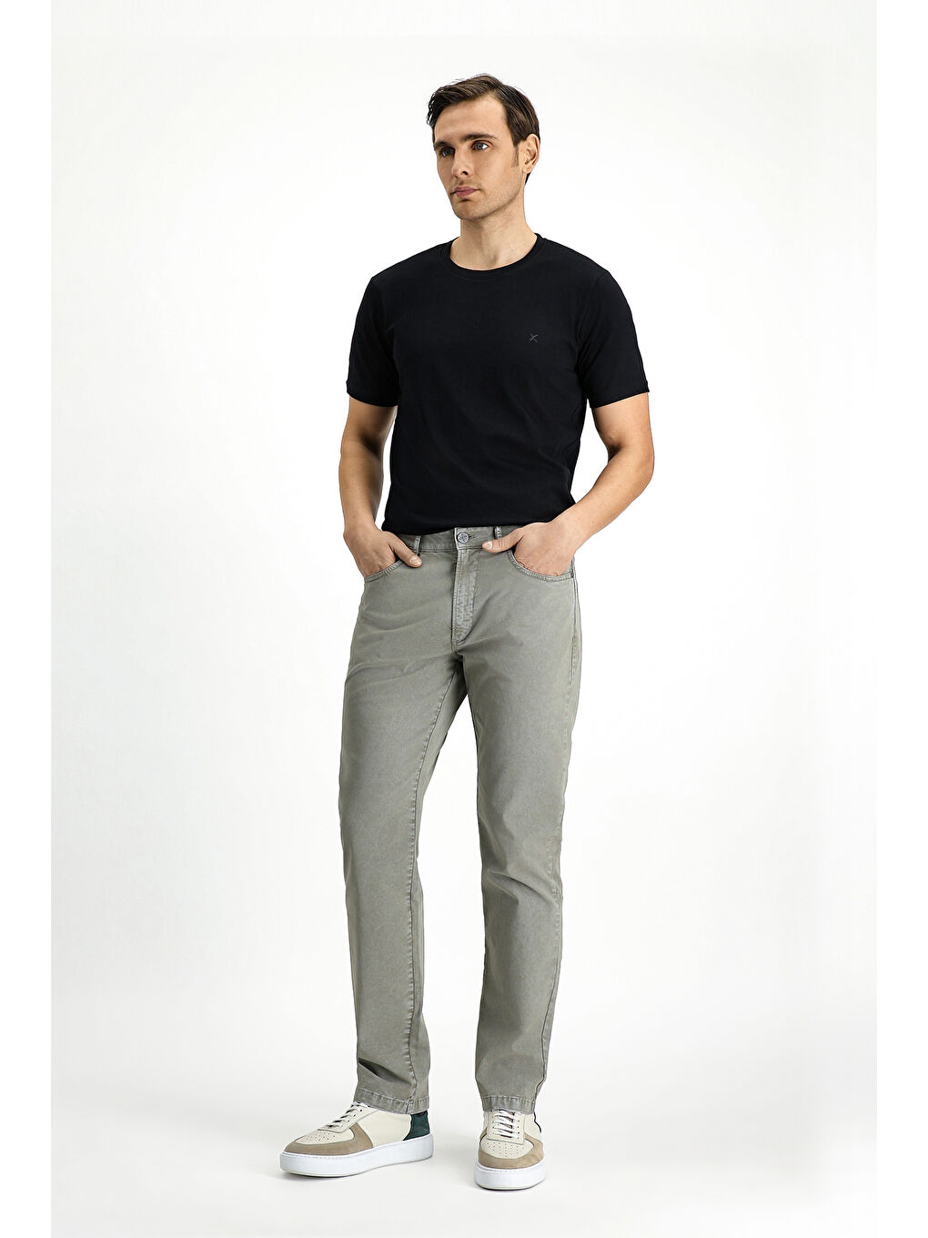 Siyah Bisiklet Yaka Slim Fit Dar Kesim Pamuk %100 Pamuk Tişört-2