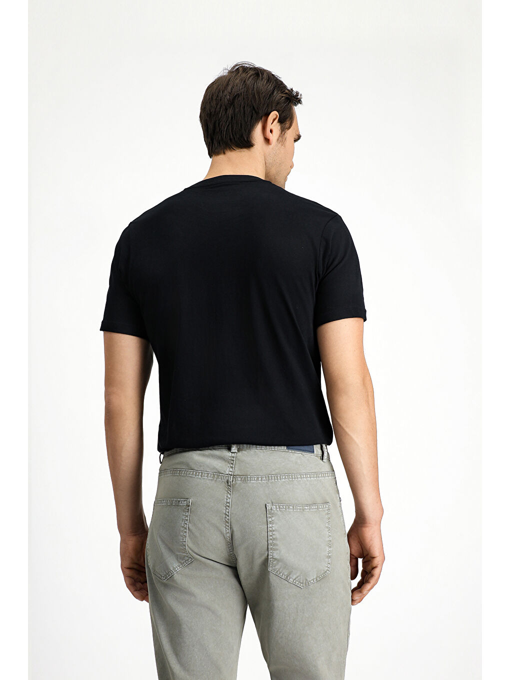 Siyah Bisiklet Yaka Slim Fit Dar Kesim Pamuk %100 Pamuk Tişört-3