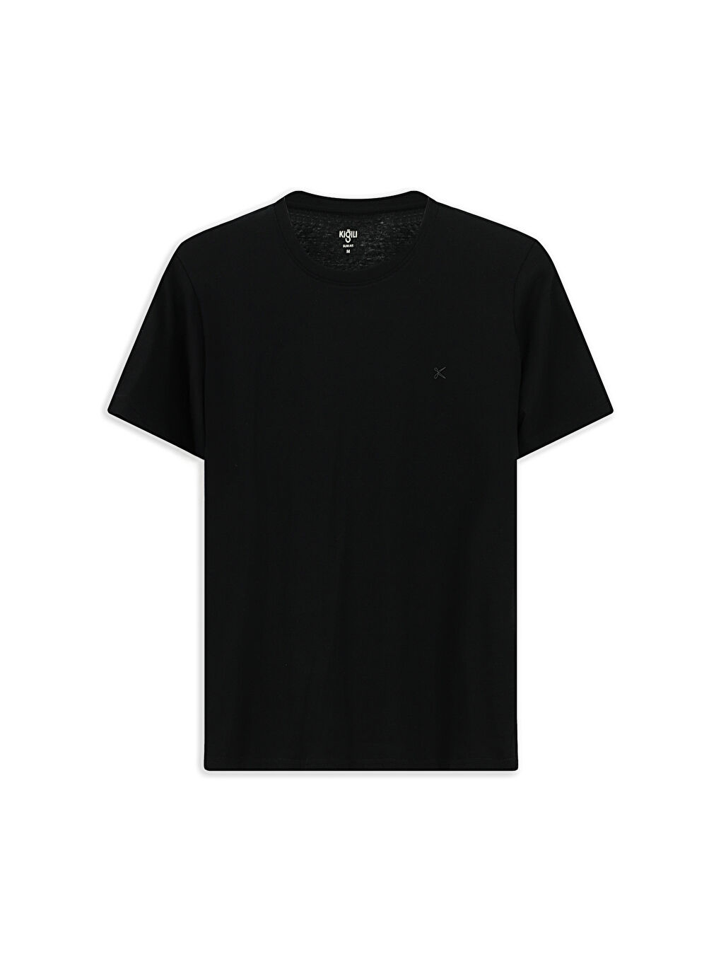 Siyah Bisiklet Yaka Slim Fit Dar Kesim Pamuk %100 Pamuk Tişört-5