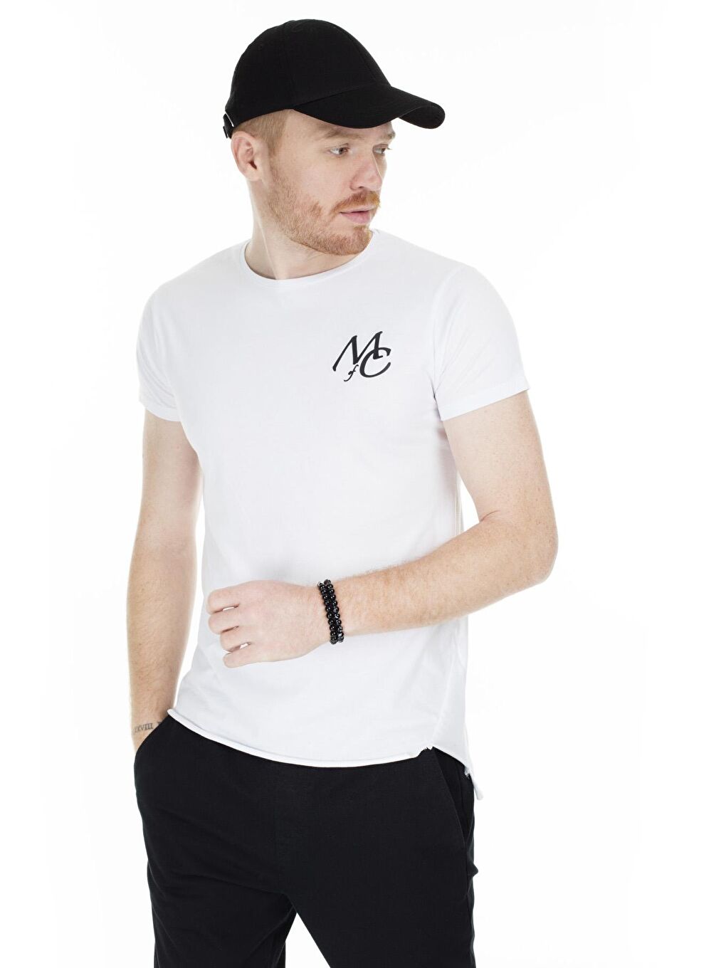 Beyaz Bisiklet Yaka Slim Fit Tişört 5412055M