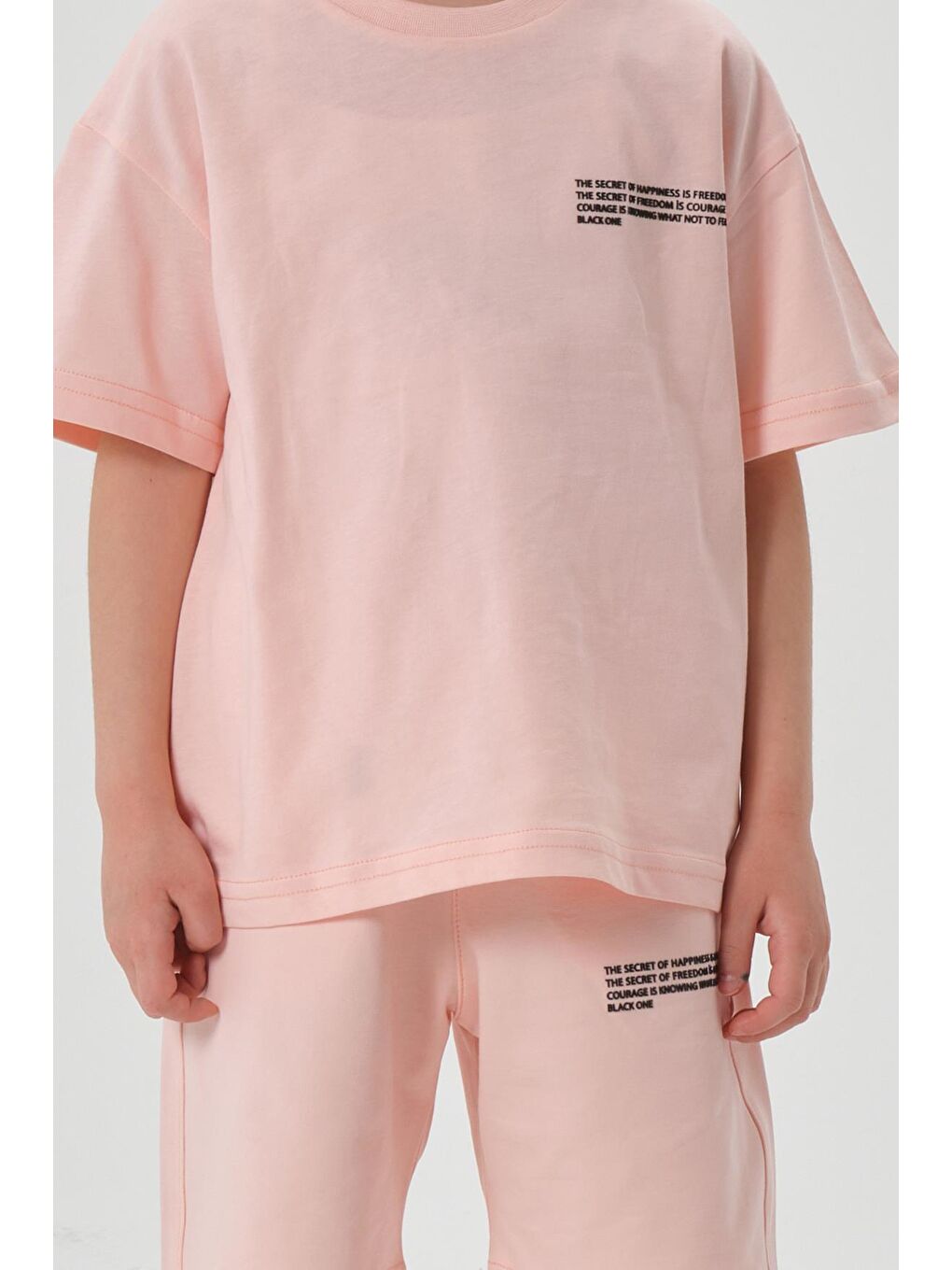 Pembe Kız Çocuk Alt Üst Bisiklet Yaka Şort Takım-3