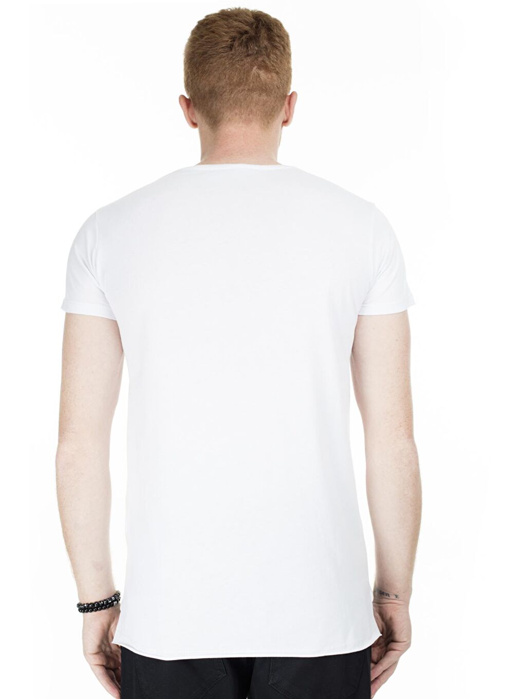 Beyaz Bisiklet Yaka Slim Fit Tişört 5412055M-1