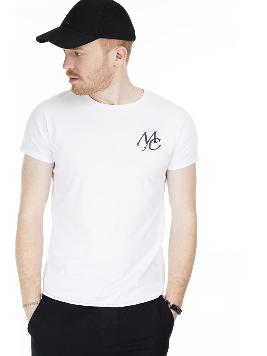 Beyaz Bisiklet Yaka Slim Fit Tişört 5412055M-2