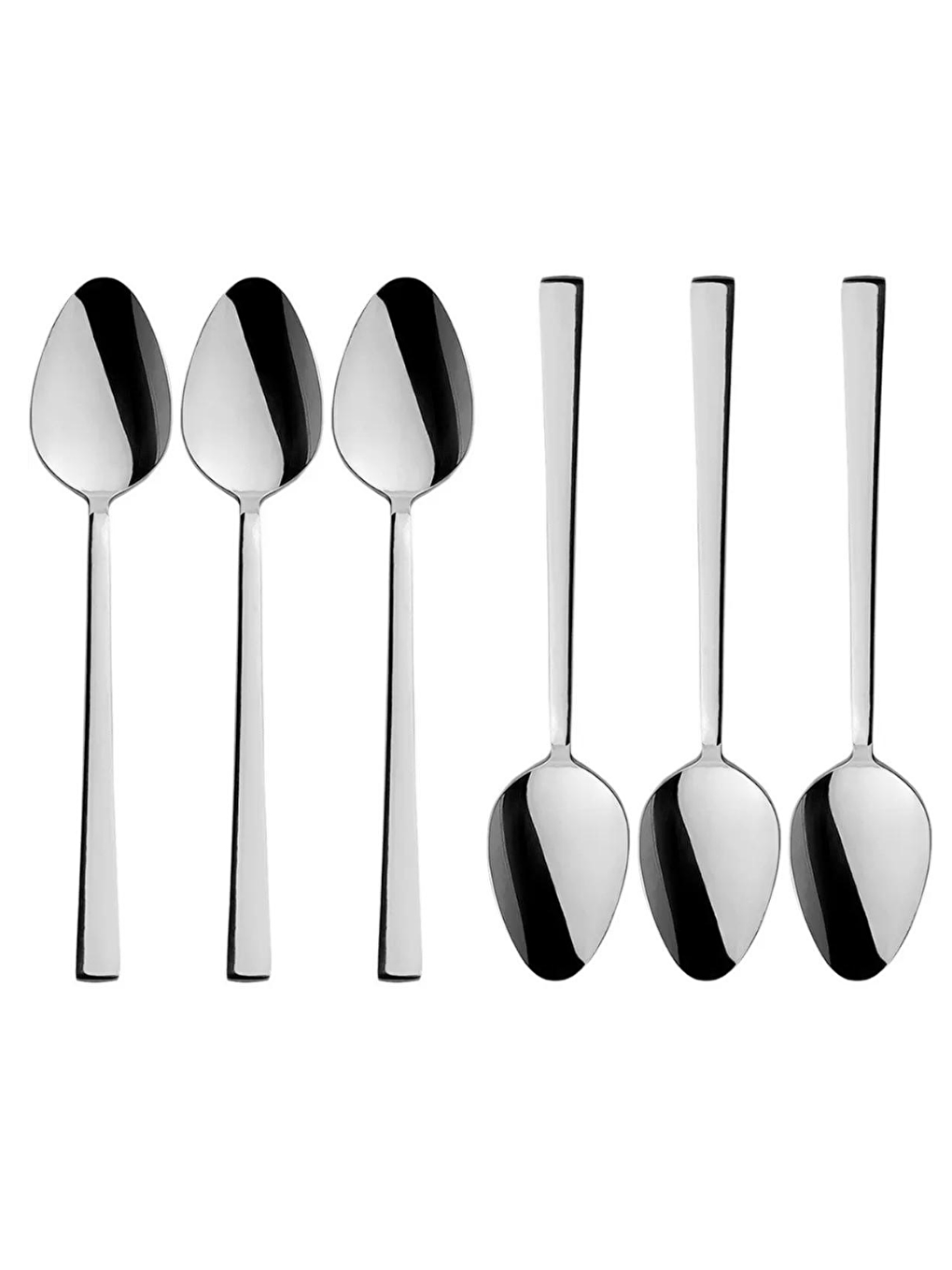 Gri Parlak Gümüş Tatlı Kaşığı Seti 6 Adet-1