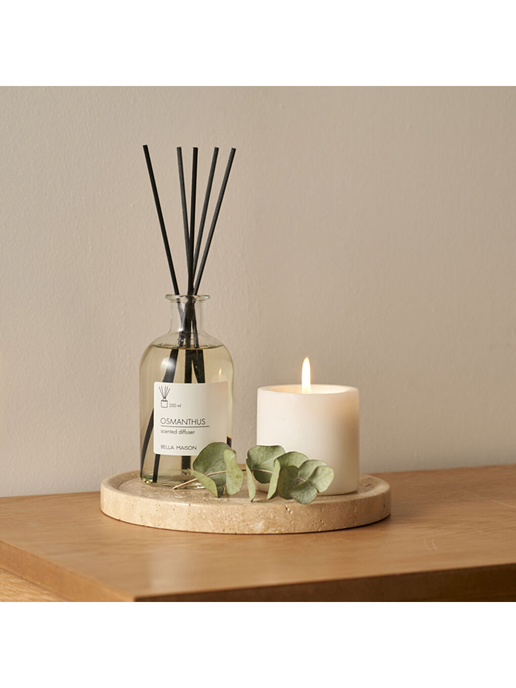 Bej Ephesus Traverten Yuvarlak Dekoratif Tabak Naturel (20x4 cm)-1