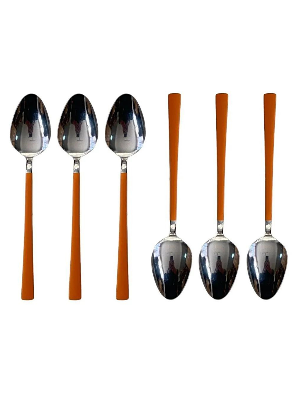 Parlak Gümüş Turuncu Tatlı Kaşığı Seti 6 Adet Gümüş