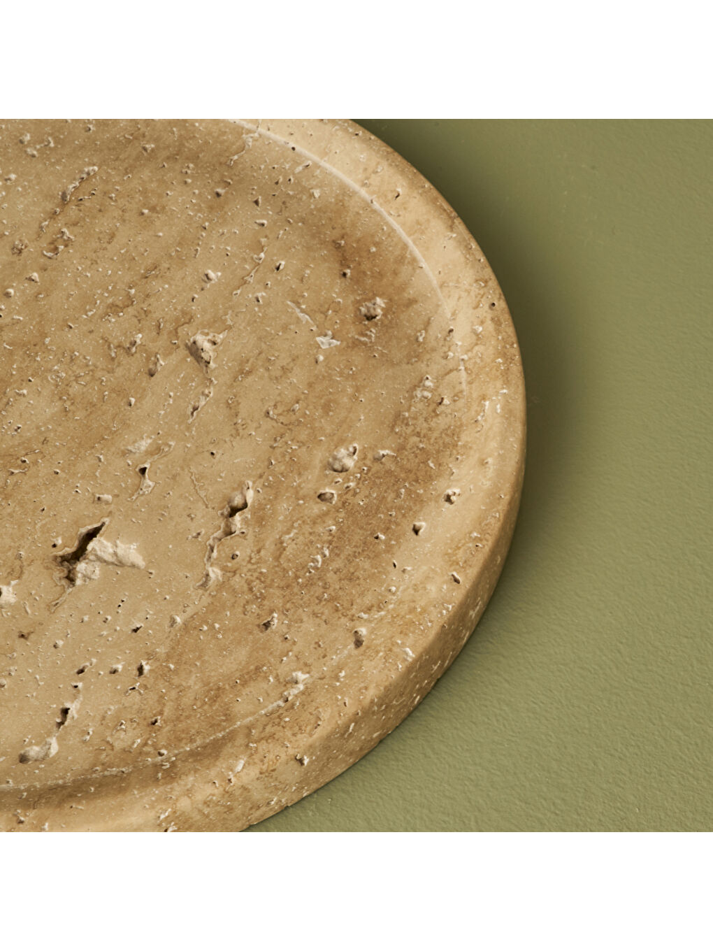 Bej Ephesus Traverten Yuvarlak Dekoratif Tabak Naturel (20x4 cm)-2