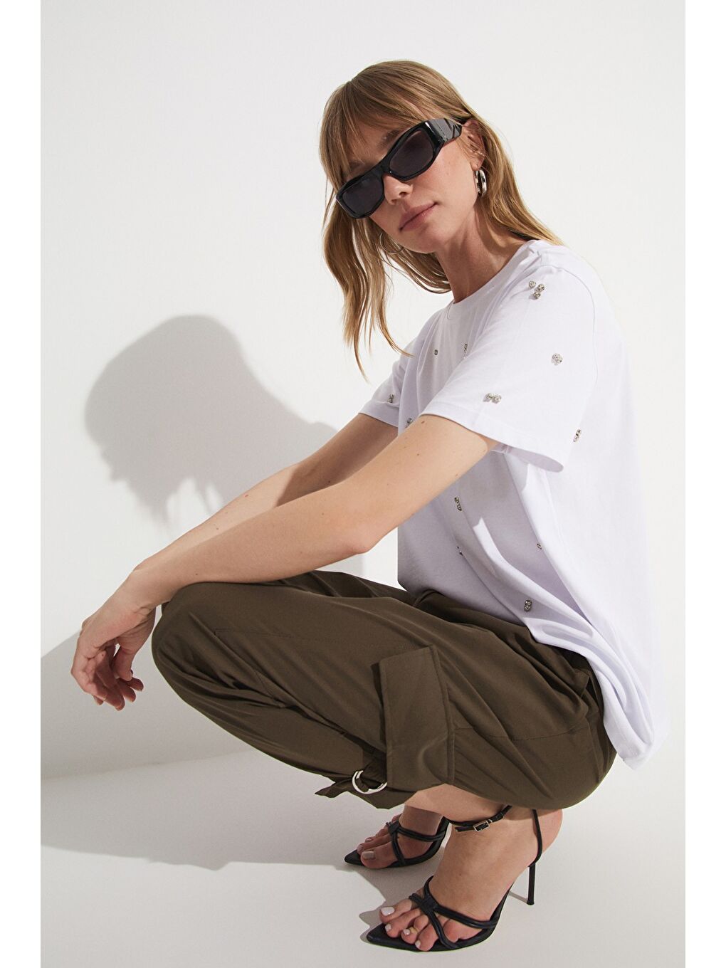 Haki Kemerli Kargo Pantolon-2