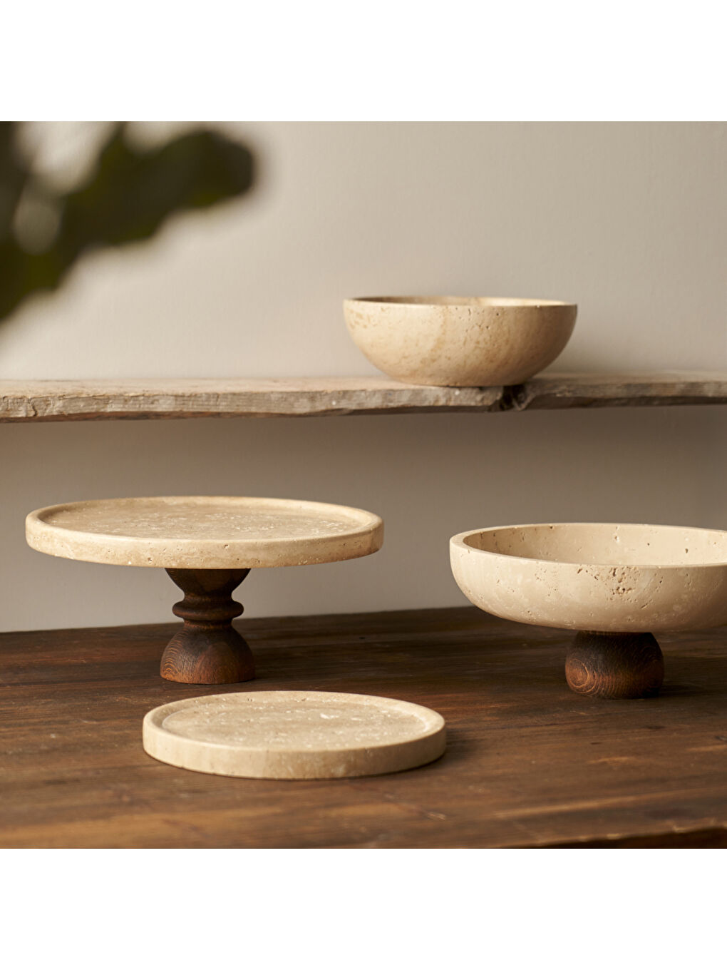 Bej Ephesus Traverten Yuvarlak Dekoratif Tabak Naturel (20x4 cm)-4