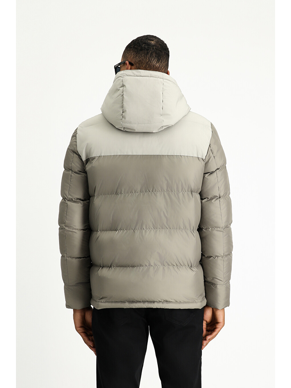 Bej Slim Fit Dar Kesim Kapüşonlu Spor Şişme Mont-4
