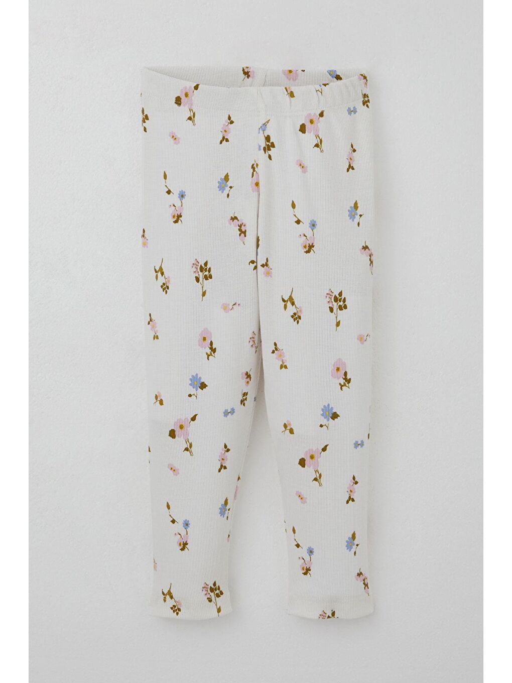 Kız Çocuk Taytlı Takım Çiçek Desenli Kolları Fırfır Detaylı Ekru (2-6 Yaş)-8