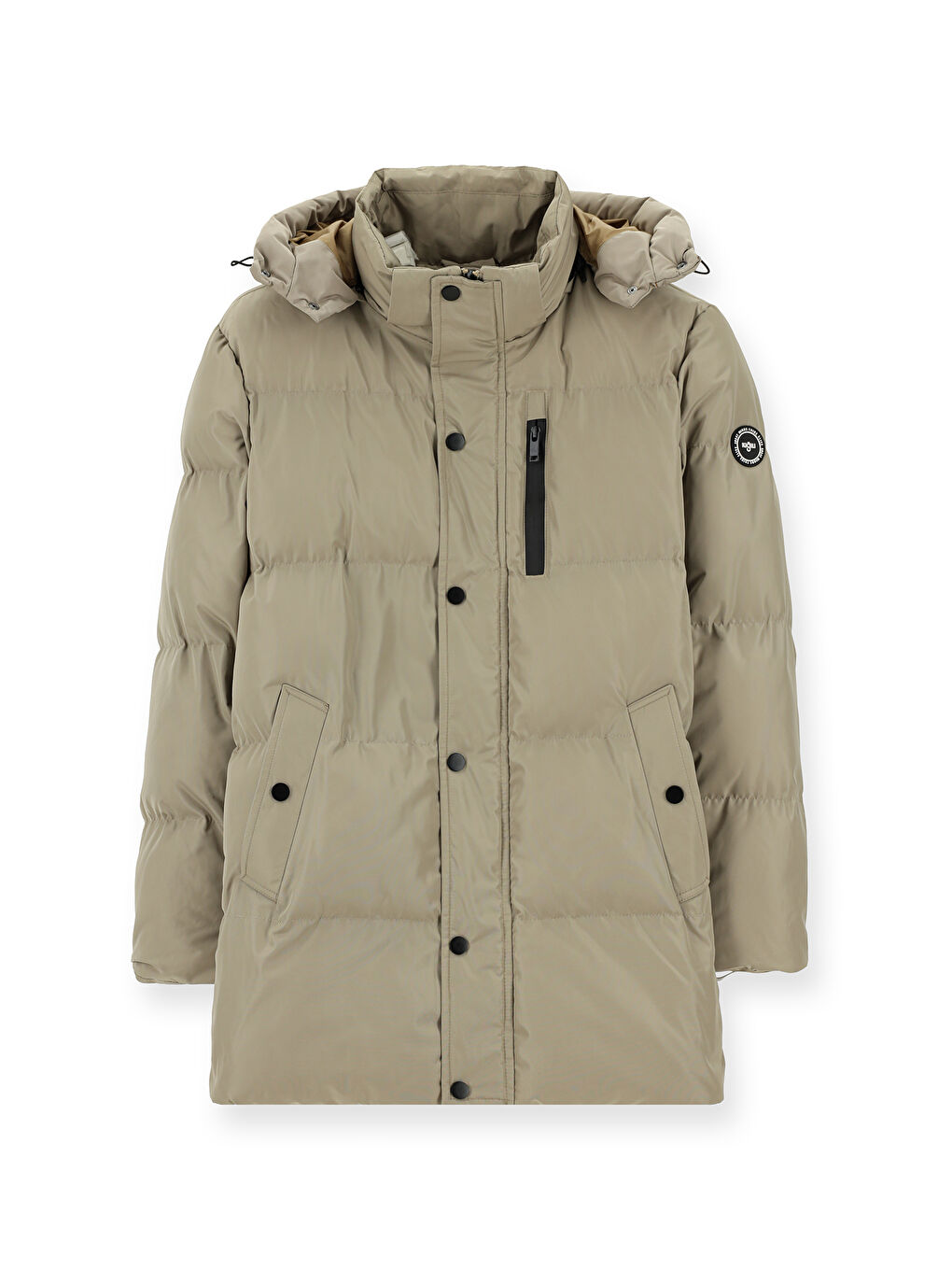 Bej Kapüşonlu Spor Şişme Mont-7