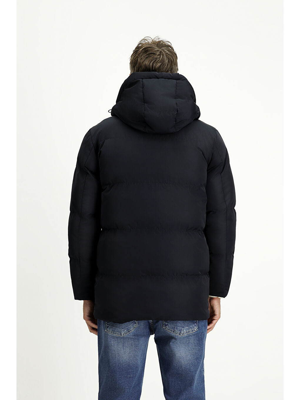 Lacivert Kapüşonlu Spor Şişme Mont-3