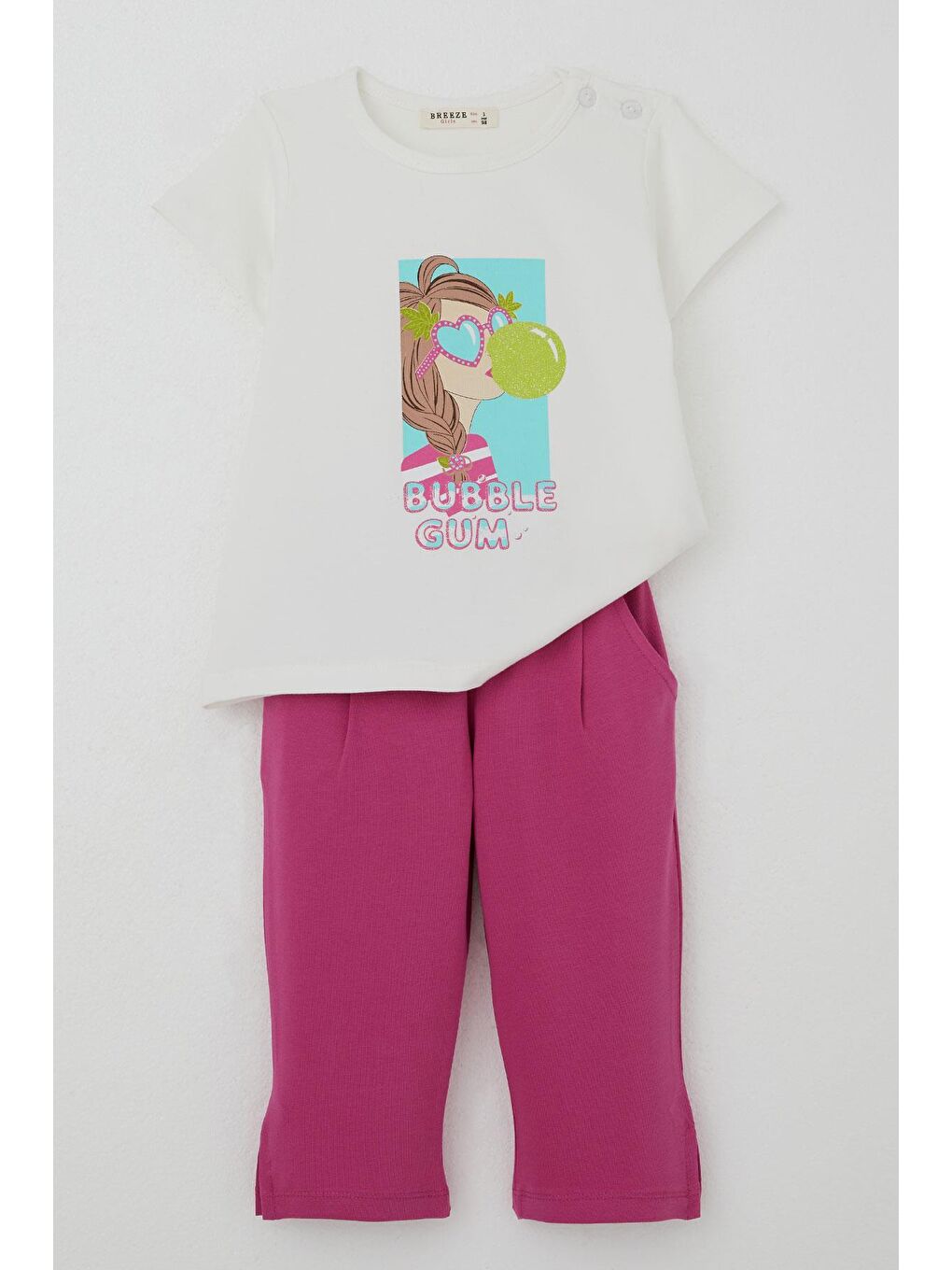 Kız Çocuk Taytlı Takım Sakız Kraliçesi Kız Baskılı Ekru (1.5-5 Yaş)-1