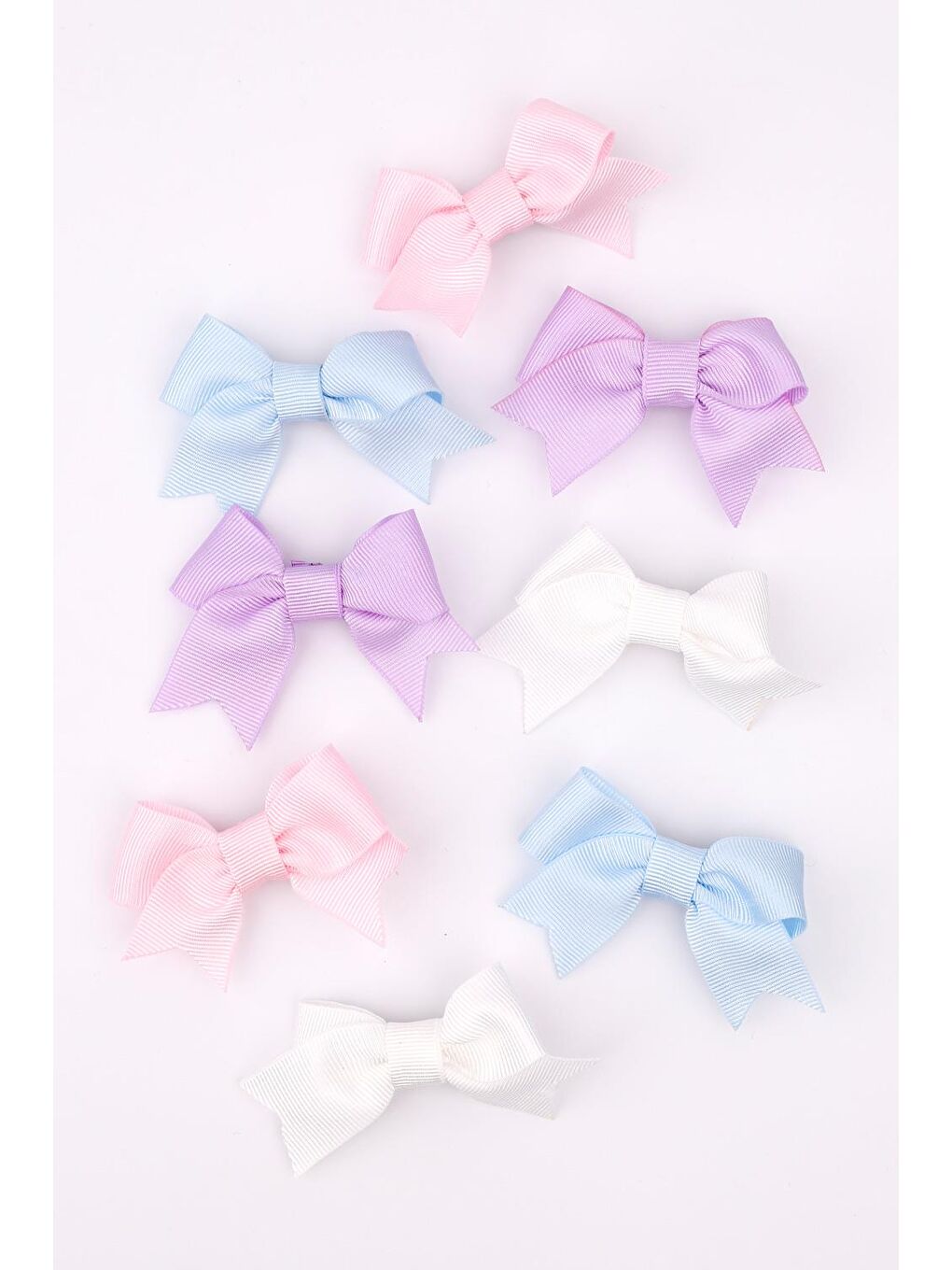 Le Mabelle Karışık Çok Renkli  Soft 8'li Kurdele Fiyonk Klips Toka Set - 1