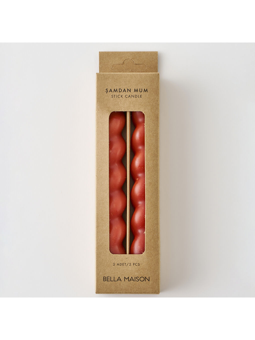 Kahverengi Hill Burgulu Şamdan Mum 2'li Kiremit (18x2 cm)-1