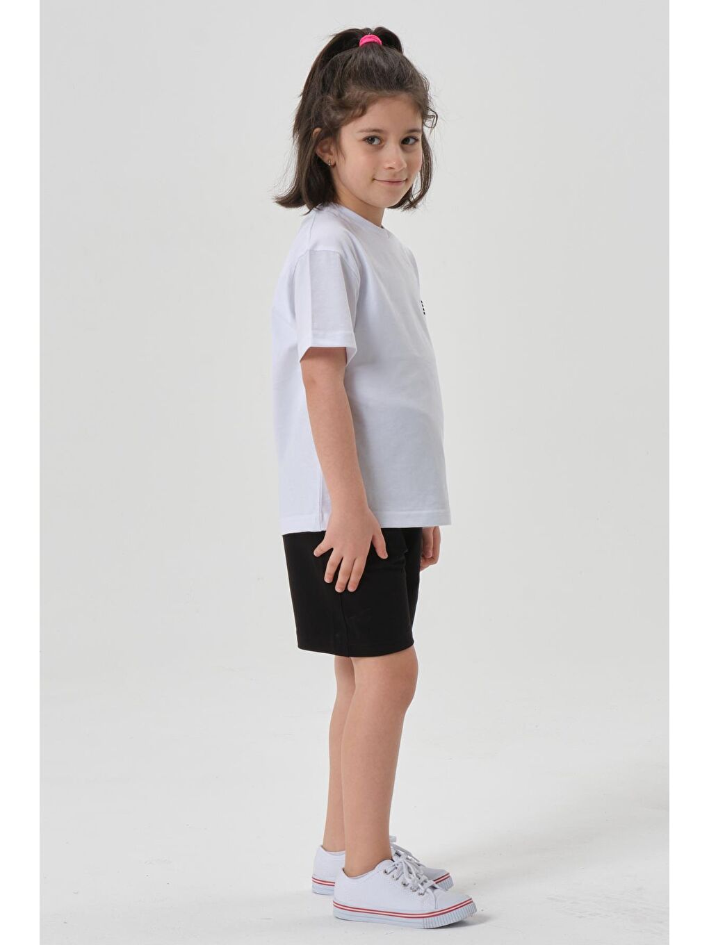 Beyaz Kız Çocuk Alt Üst Bisiklet Yaka Şort Takım-2