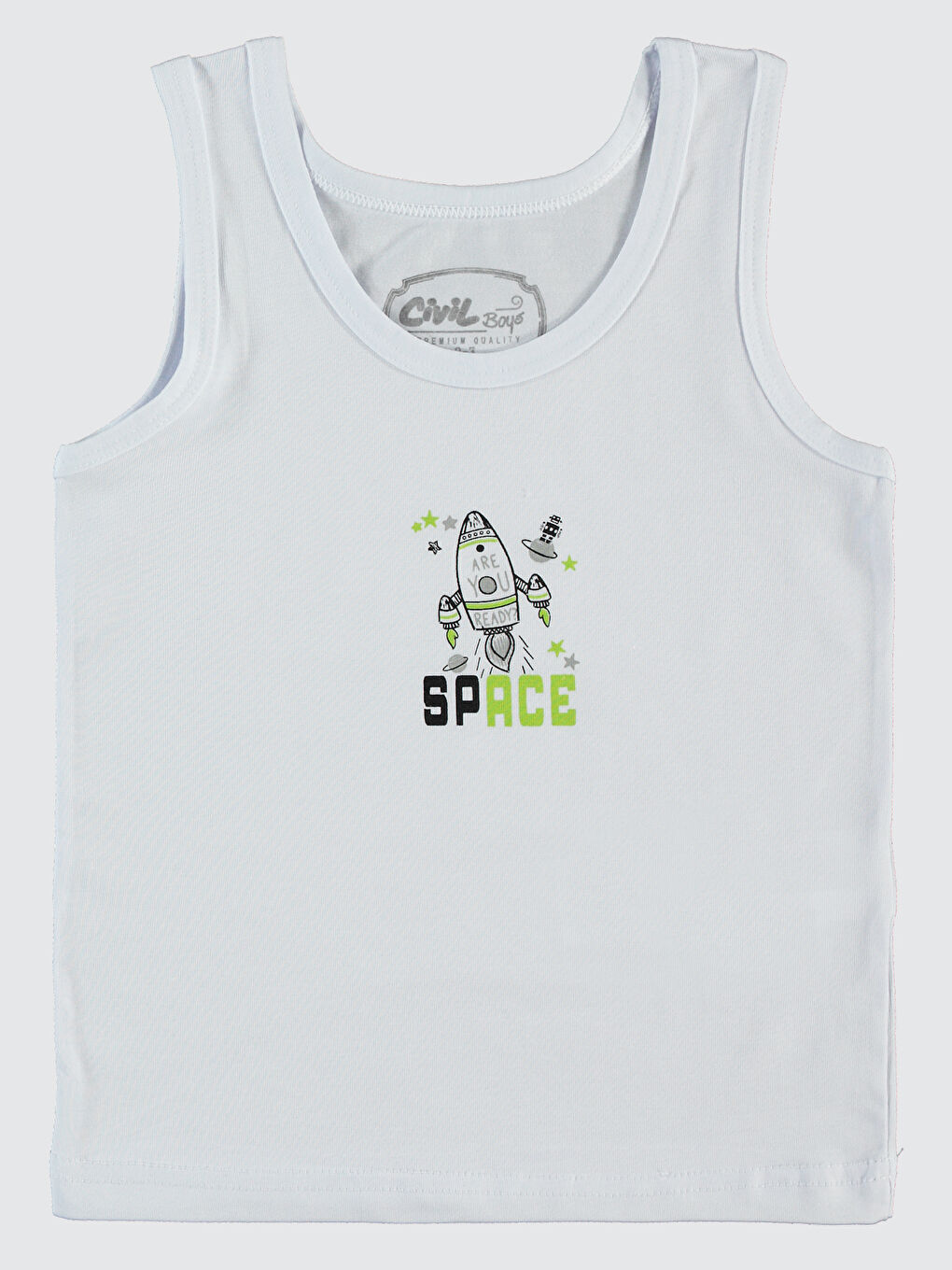 Beyaz Erkek Çocuk 2'li Atlet 2-10 Yaş Yeşil-2