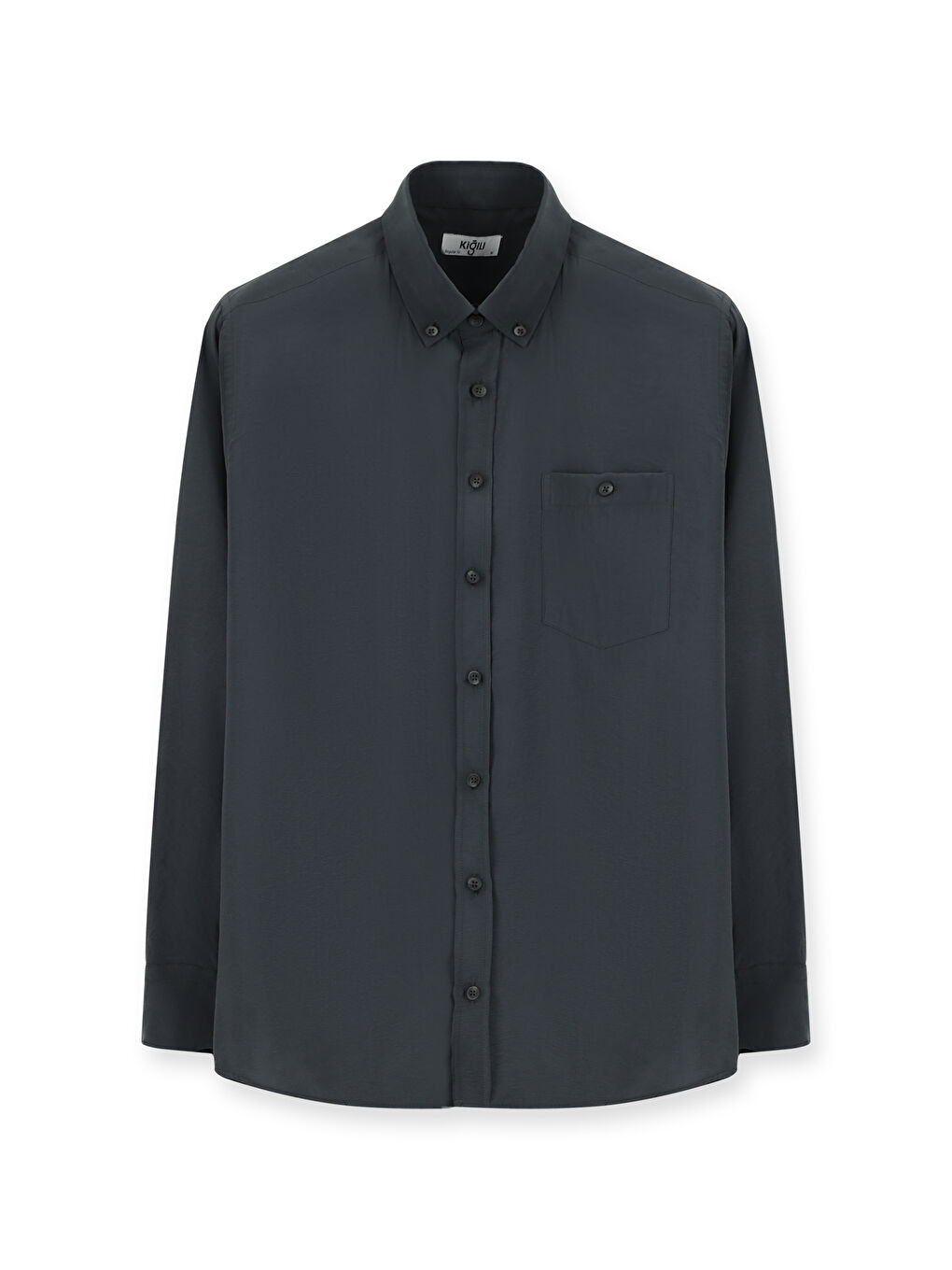 Antrasit Uzun Kol Regular Fit Düğmeli Yaka Spor Gömlek-5