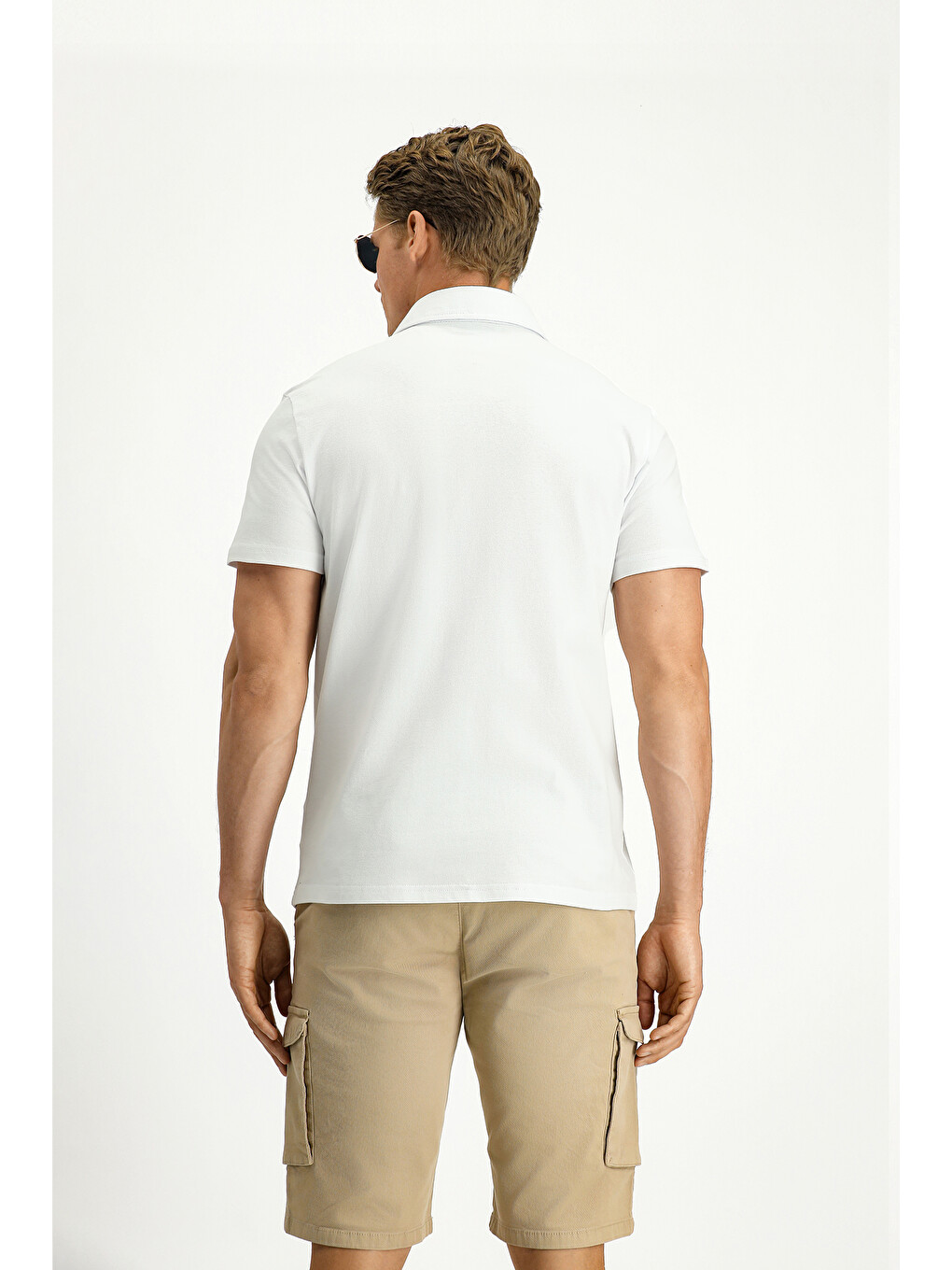 Beyaz Regular Fit Pamuk Polo Yaka Tişört-4
