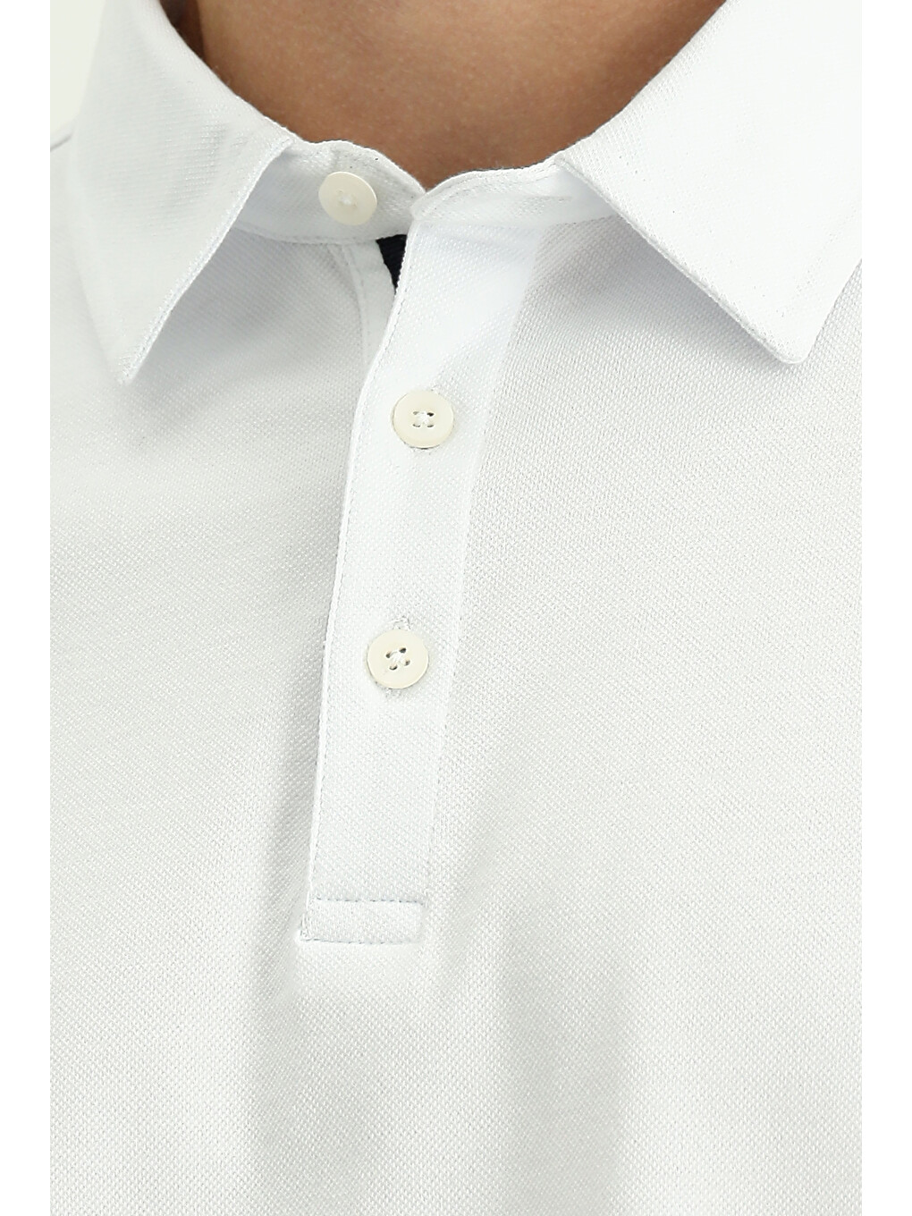 Beyaz Regular Fit Pamuk Polo Yaka Tişört-5
