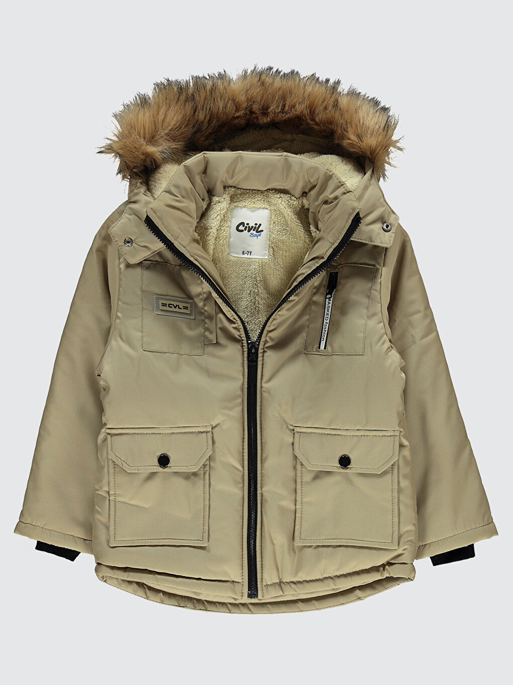 Erkek Çocuk Mont 6-9 Yaş Bej-1