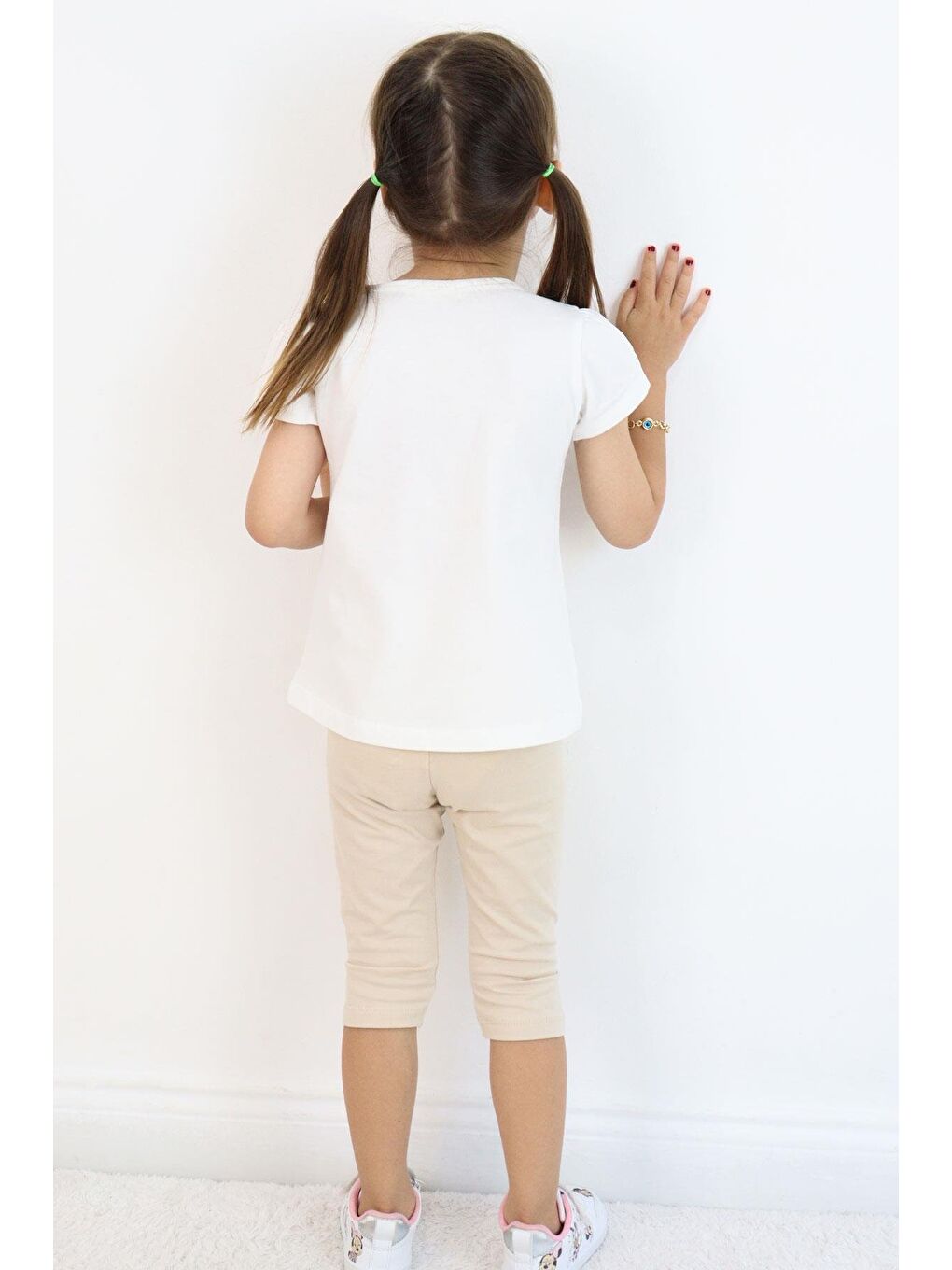 Kız Çocuk Kapri Taytlı Takım Anne Sevgisi Temalı Çiçek Baskılı Ekru (1.5-3 Yaş)-3