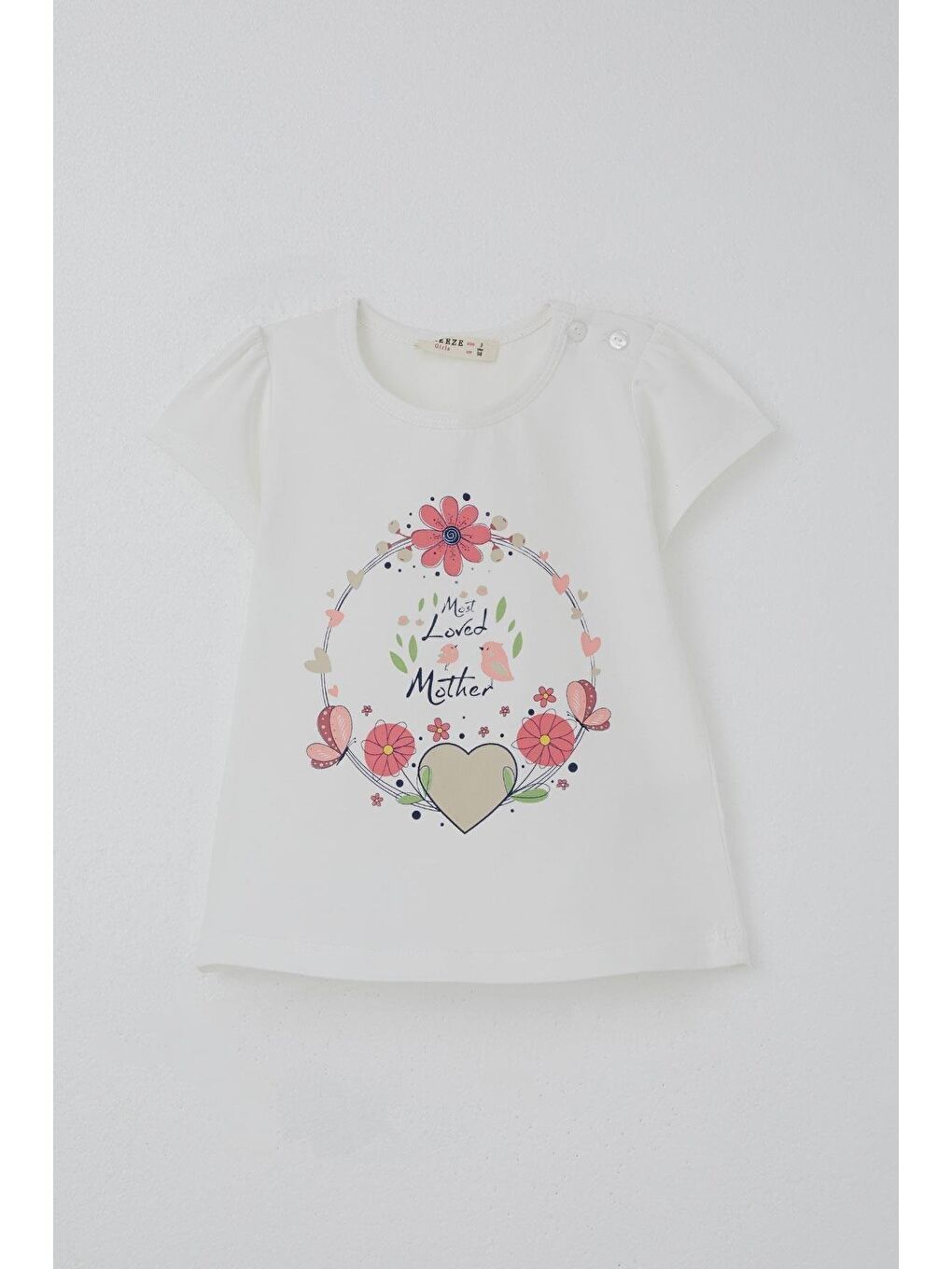 Kız Çocuk Kapri Taytlı Takım Anne Sevgisi Temalı Çiçek Baskılı Ekru (1.5-3 Yaş)-7