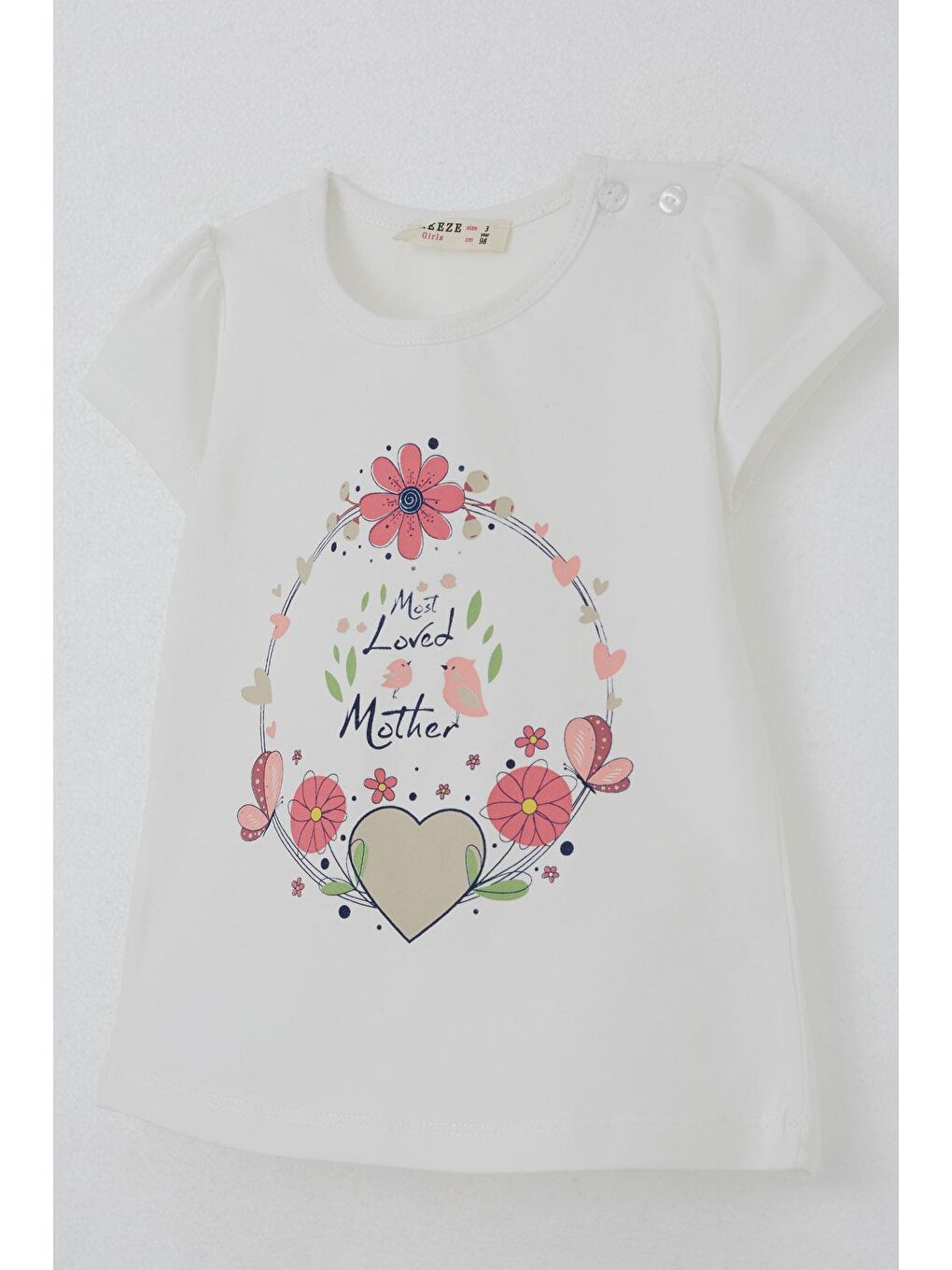 Kız Çocuk Kapri Taytlı Takım Anne Sevgisi Temalı Çiçek Baskılı Ekru (1.5-3 Yaş)-11