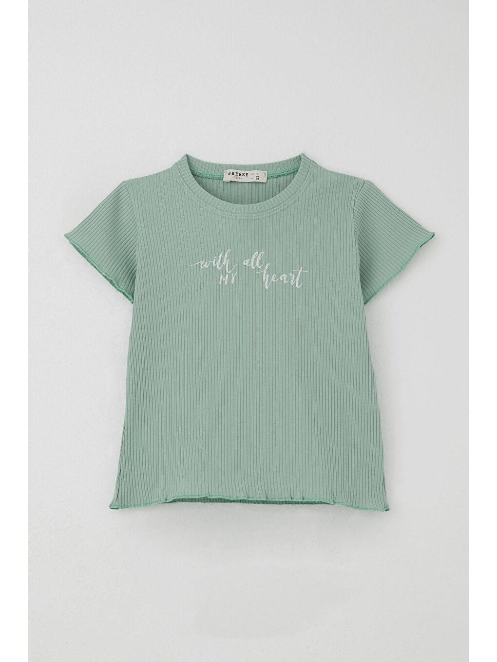 Kız Çocuk Taytlı Takım Simli Yazı Baskılı Mint Yeşili (1.5-4 Yaş)-3