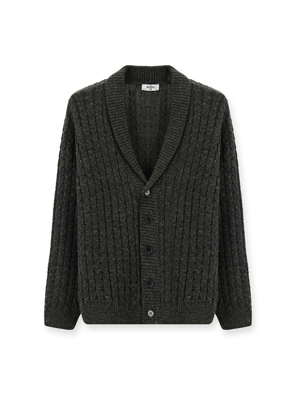 Antrasit Desenli Yünlü Triko Hırka-4