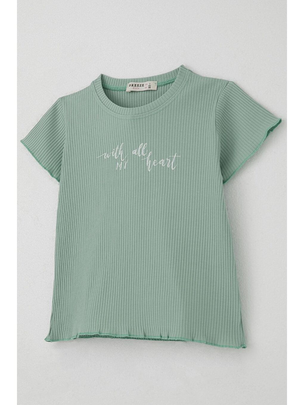 Kız Çocuk Taytlı Takım Simli Yazı Baskılı Mint Yeşili (1.5-4 Yaş)-7