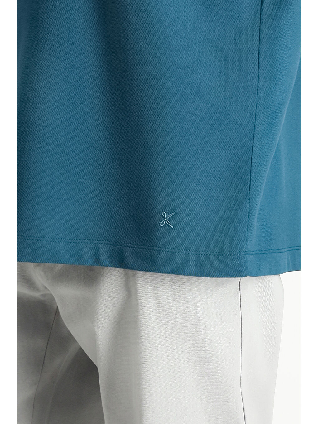 Petrol Polo Yaka Regular Fit Nakışlı Pamuk Tişört-6