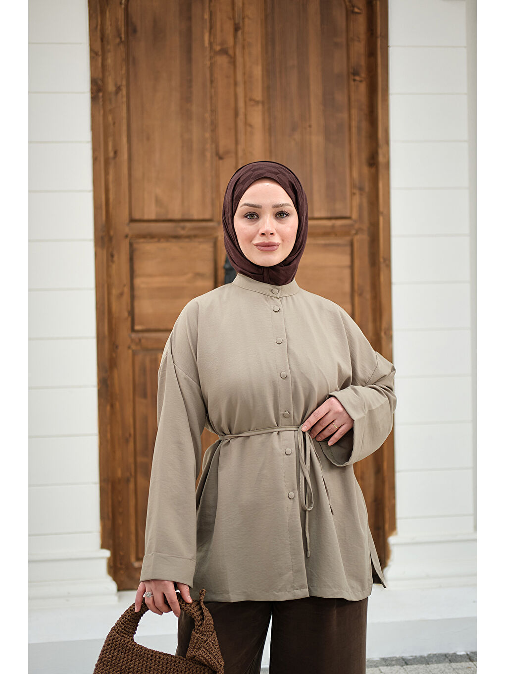 Kadın Duble Kol Yırtmaçlı Gömlek Mint Yeşil