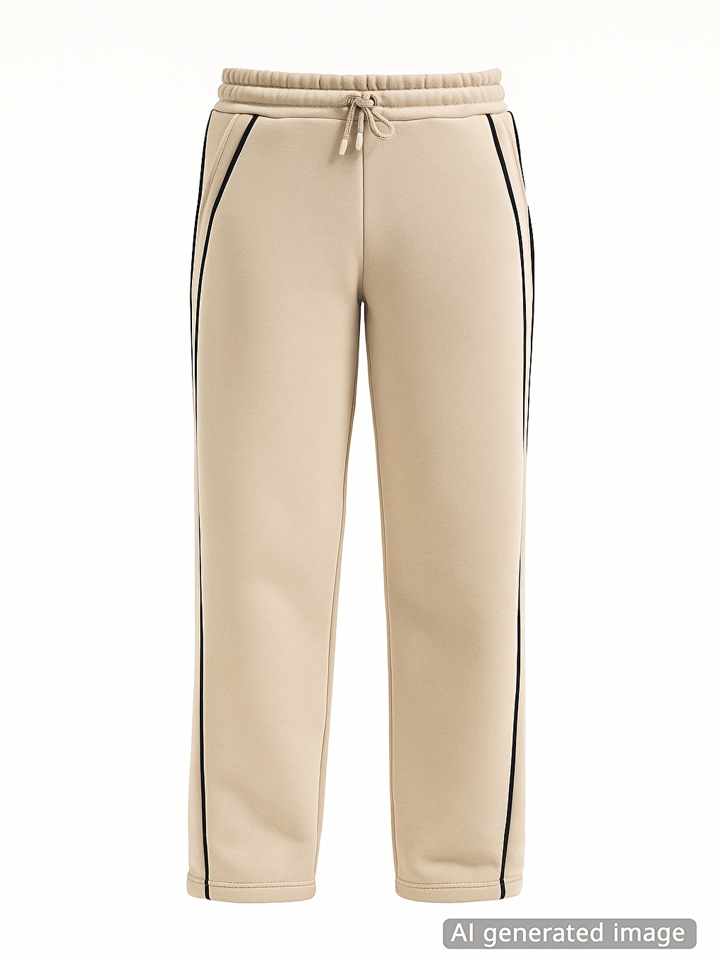 Bej Yanları Şeritli Geniş Paça Kız Çocuk Şardonlu Eşofman Altı 21468