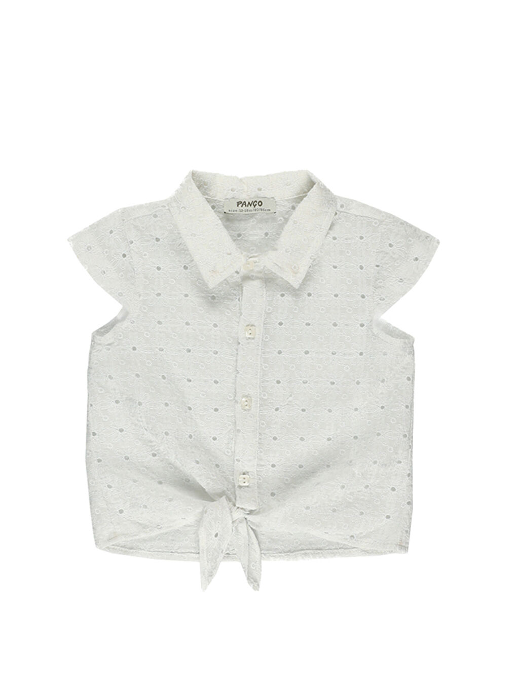 Ekru Kız Bebek Önden Bağlamalı Gömlek