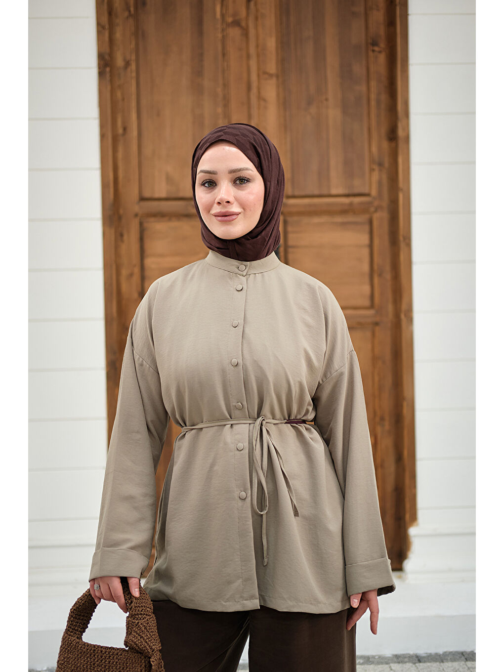 Kadın Duble Kol Yırtmaçlı Gömlek Mint Yeşil-1