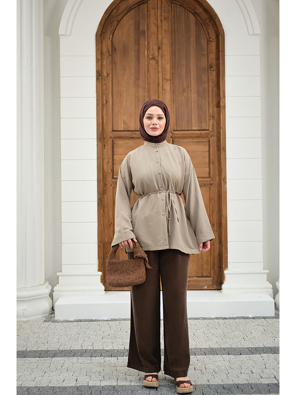 Kadın Duble Kol Yırtmaçlı Gömlek Mint Yeşil-2