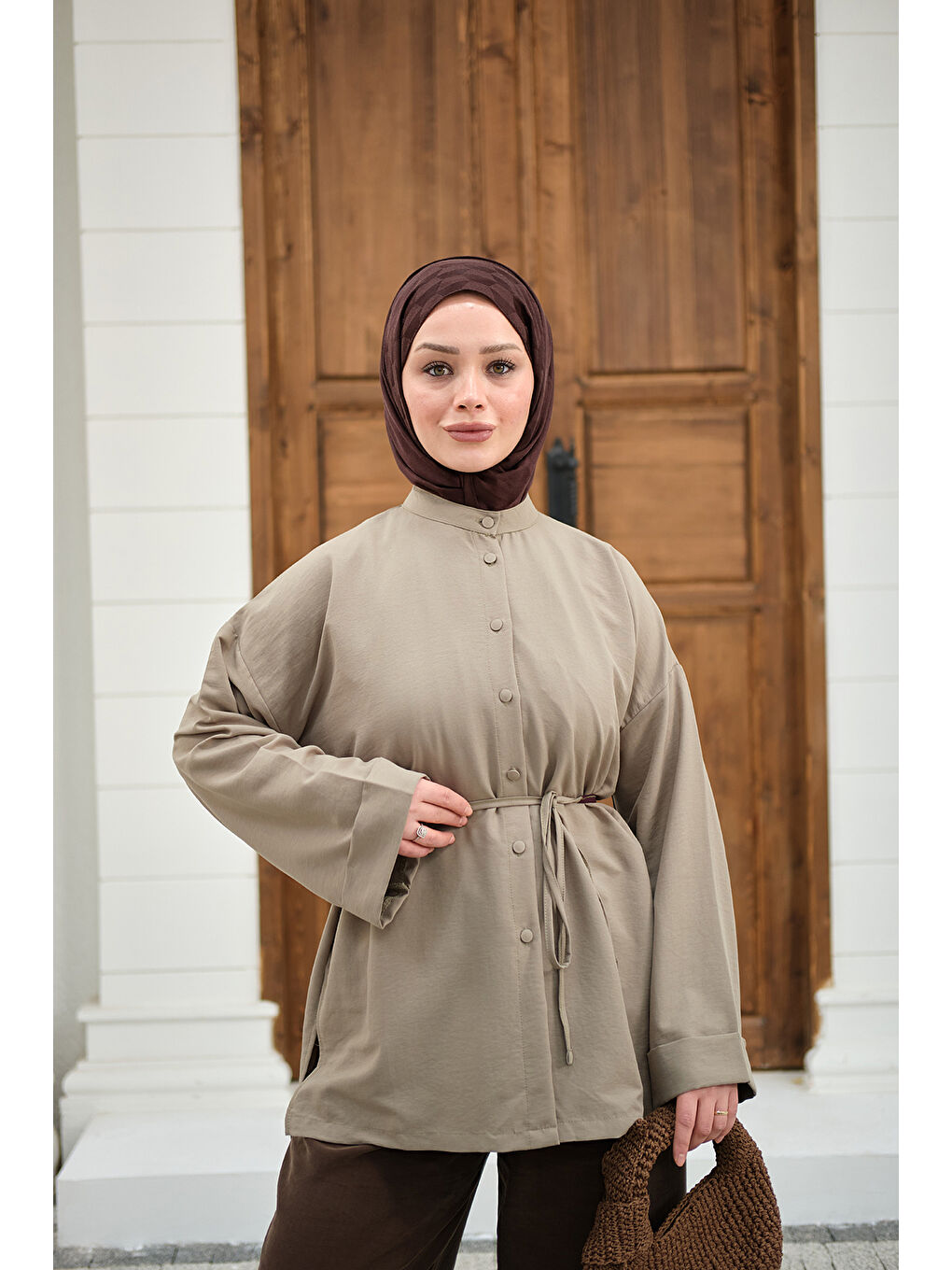 Kadın Duble Kol Yırtmaçlı Gömlek Mint Yeşil-3