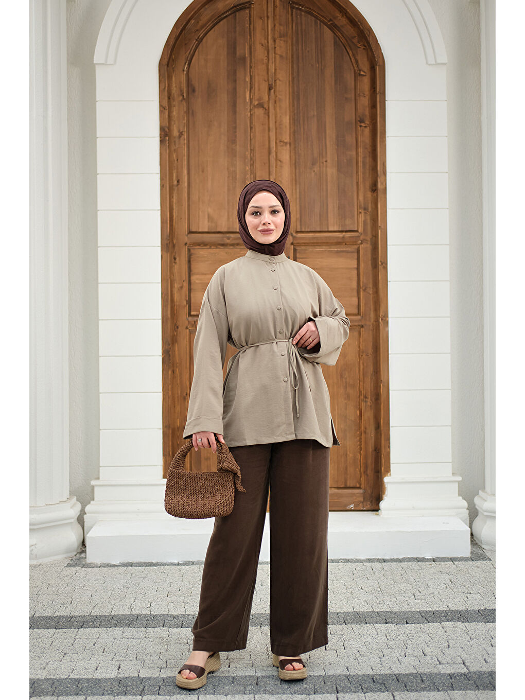 Kadın Duble Kol Yırtmaçlı Gömlek Mint Yeşil-4