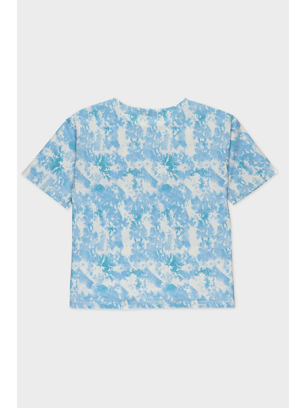 Erkek Çocuk Baskılı Cep Detaylı Mavi Tişört-3