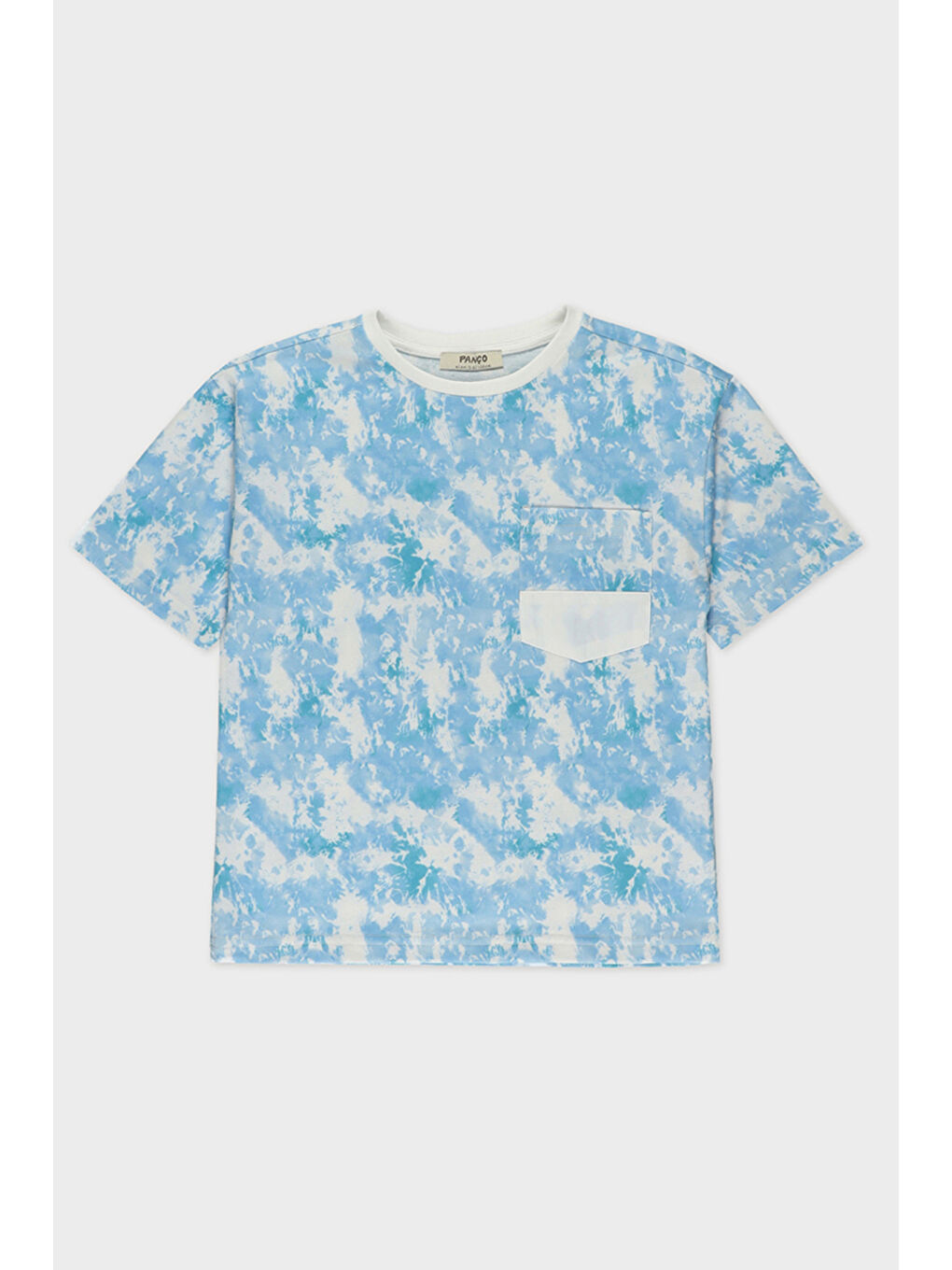 Erkek Çocuk Baskılı Cep Detaylı Mavi Tişört-5