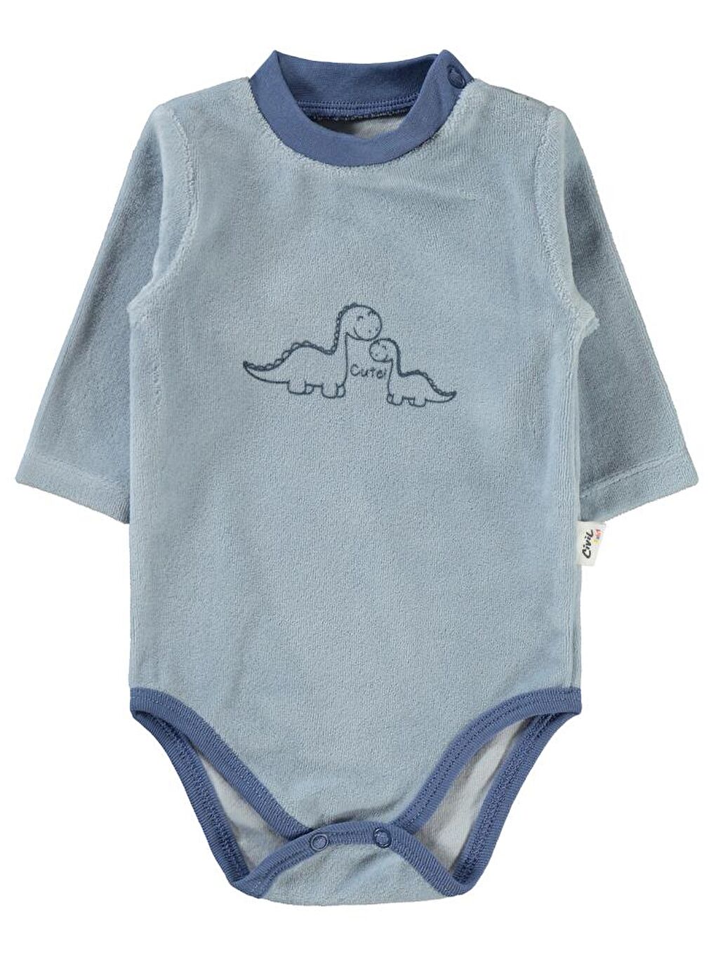 İndigo Baby Dinozor Baskılı 1-18 Ay Çıtçıtlı Badi - Mavi 9-12 Ay