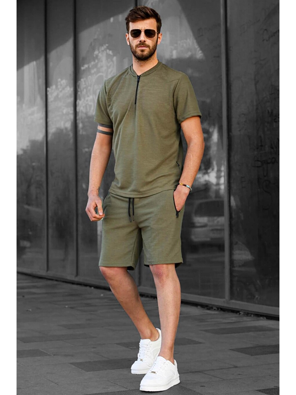 Haki Regular Fit Erkek Şort Takımı 6364