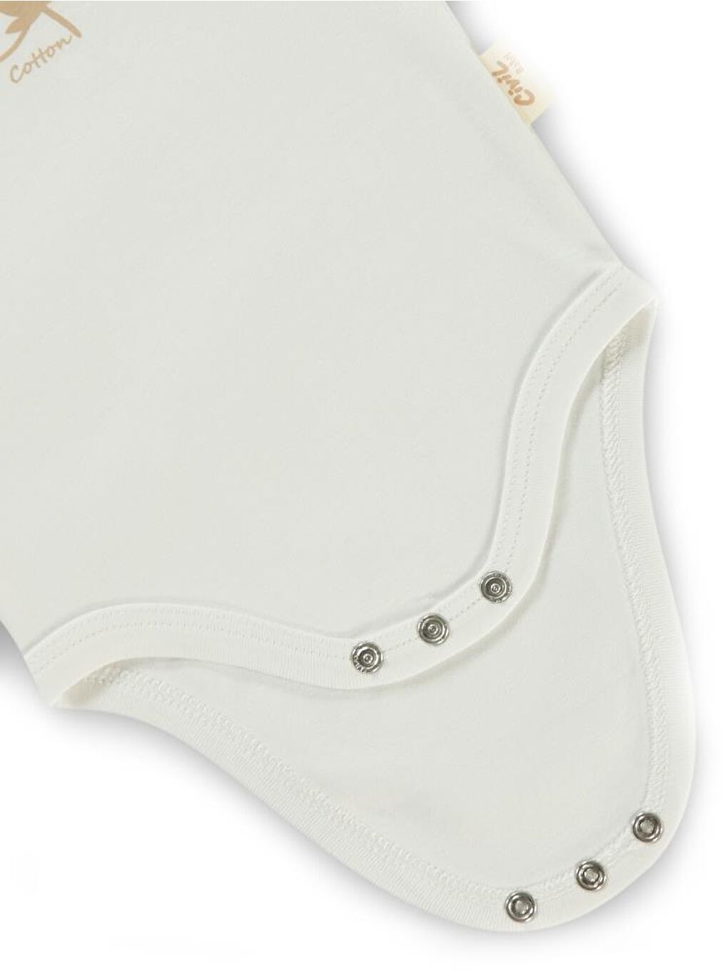 Baby Organik Pamuklu U Kol 0-18 Ay Çıtçıtlı Badi - Ekru 9-12 Ay-1